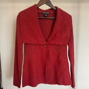 Revue 100% Wool Burnt Orange Cardigan With One Button Close Size Small knitwear
